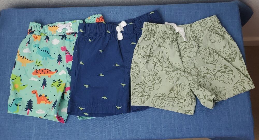 Baby Boy Shorts Lot Dinosaur Tropical Leaves Carter's 6-9 mo Vacation Summer